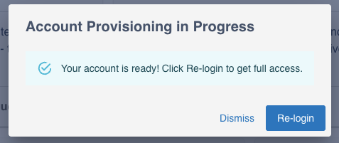 Account Provisioning Dialog - ready state