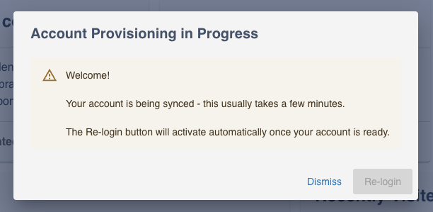 Account Provisioning Dialog - waiting state